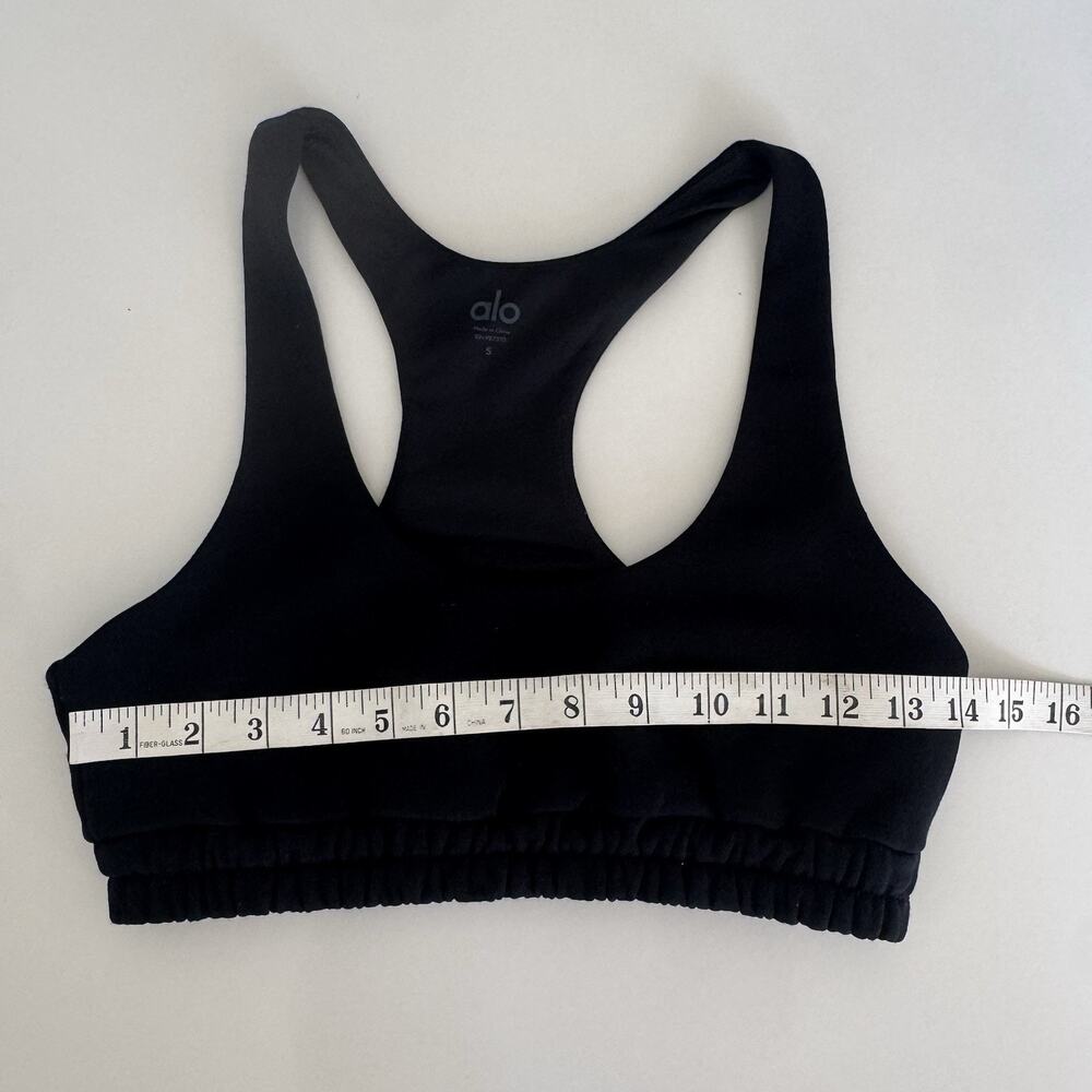 ALO Yoga Accolade Sweatshirt Scoop Neck Bra Size Small Solid Black Comfort EUC - Picture 6 of 8